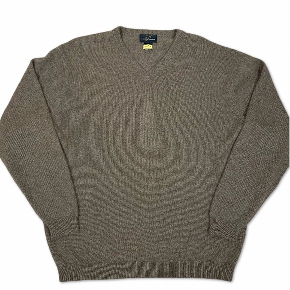 Ballantyne Pure Cashmere Sweater Mens LARGE V-neck Pure 2-Ply Tan Camel  Brown www.imisca.jp